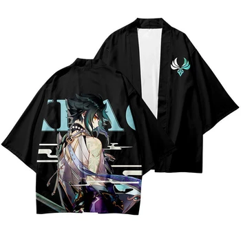  Igra Genshin Impact Xiao Japanska Kimona Хаори Юката Cosplay Ženske/Muške Modne Ljetne Košulje-kimono Kratkih Rukava Vanjska Odjeća