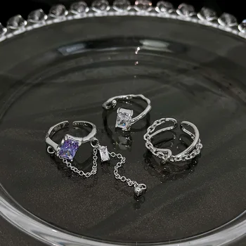  Korejski Moda Kristal, Cirkon Geometrijski Nepravilnih Metalni prozori na Prstenje Za Žene Sjajna Berba Estetski Y2K Nakit Pribor