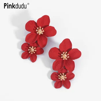  Pinkdudu Novi Ins Sprej Boja Veliki Cvijet Naušnice Roze Za Za Žene Trendy Ljeto Pribor Elegantno Slatko Brinco OG010