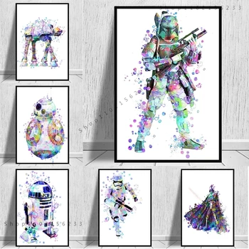  Star Wars Platnu Slike HD Balon Darth Vader Print Akvarel Modularni Slike Wall Art Poster Umjetnička Djela Dječje sobe Kućni Dekor