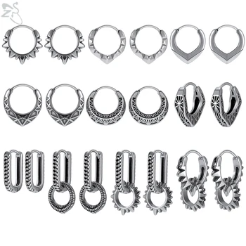  ZS 10 Stilova Gospodo Gothic Punk Naušnice-prstenovi od nehrđajućeg Čelika u stilu hip-hop, Rock, Biciklist, Okrugle Naušnice, Ženske Vintage Nakit Za Piercing Ušiju
