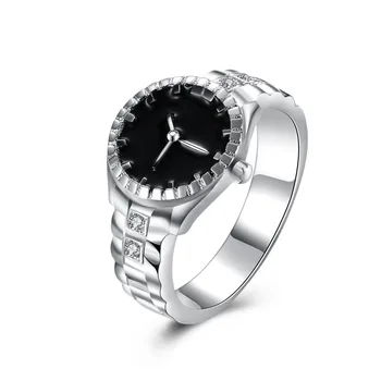  Božićni poklon za žene djevojka Sat stil prsten Prekrasan Vjenčanje college srebrna boja prsten Slatka plemenite moderan klasični Nakit R887