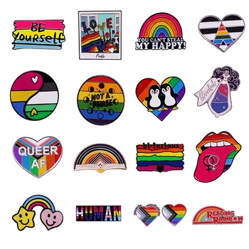  Hi-Q Veliko Igle za Ruksaka, Emajl Pin, Zastavu LGBT, Broš u obliku Duga Srca, Emajlirane Igle za mir i homoseksualaca, Pin za Лацкана Torbe za Odjeću