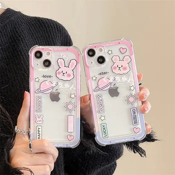  Japan Kawai Pink Medvjed, Zec Novčanik Kartica Torbicu Za iPhone 11 12 13 Pro Max X XS XR 7 8 Plus Lijepa i Bistra Soft Stražnji Poklopac